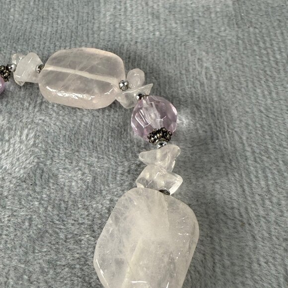 Rose Quartz & Amethyst Color Beaded Stretch Bracelet Women Adjusts - Picture 5 of 16